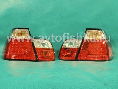 BMW 3 E46 (98-01) 4 дв. седан фонари задние светодиодные красно-хромированные, комплект лев.+прав.
