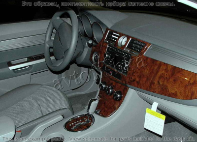 Декоративные накладки салона Chrysler Sebring 2007-н.в. базовый набор, Автоматическая коробка передач, без дверных панелей